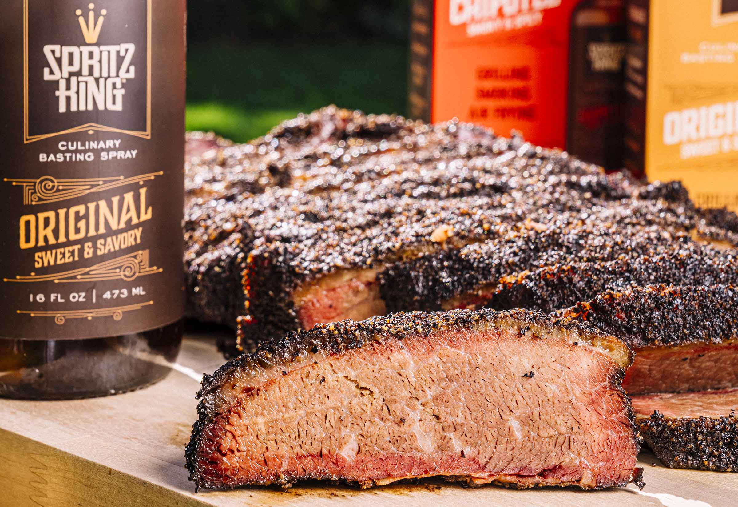 Smoked Brisket with Savory Garlic-Beef Spritz